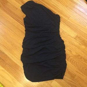 Navy one shoulder shirt dress!! EUC